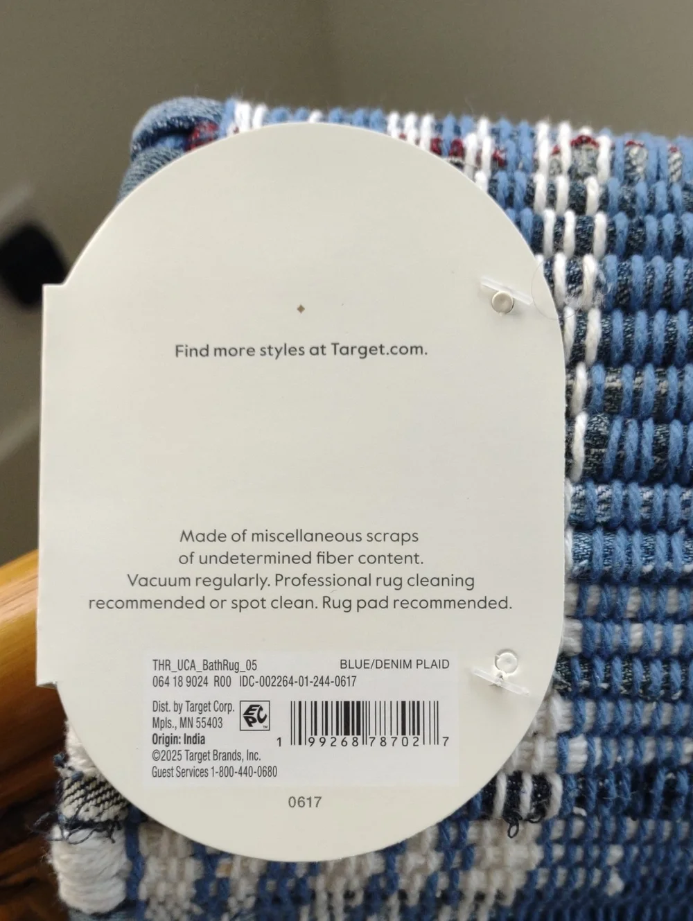 Rug 100% Cotton 20”x 30” Fiber Arts Style Blue Throw Rug New Target Threshold